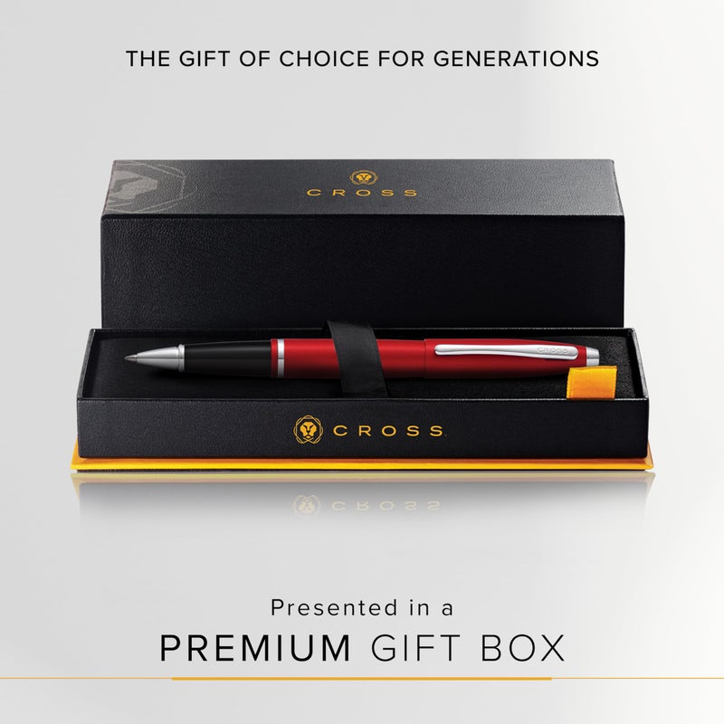 Cross Calais Refillable Rollerball Pen Presented in a Luxury Gift Box - Medium Point, Black Ink, Matte Metallic Crimson - Image 5